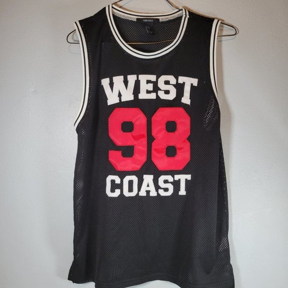 Forever 21 Shirt Womens Small Black Jersey Mesh West Coast California - Picture 1 of 5
